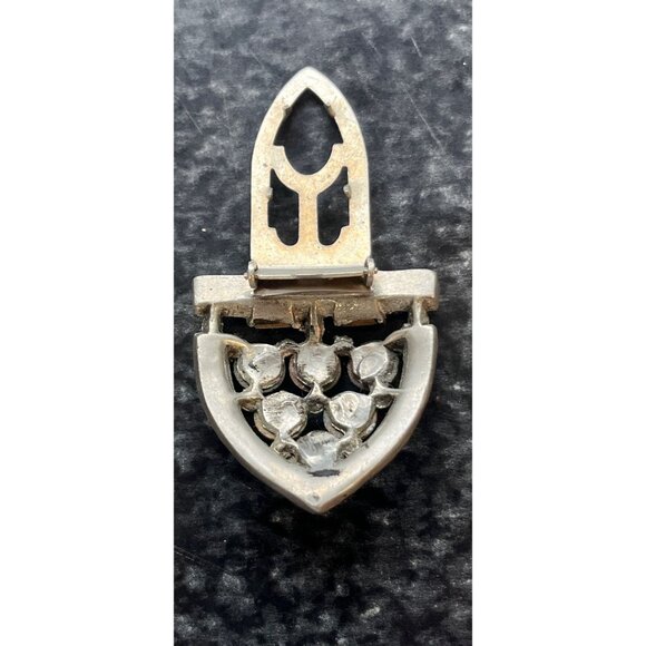 Vtg Base Metal Art Deco Rhinestone Dress Purse Or Hat Clip Square Rhinestones - Picture 4 of 5